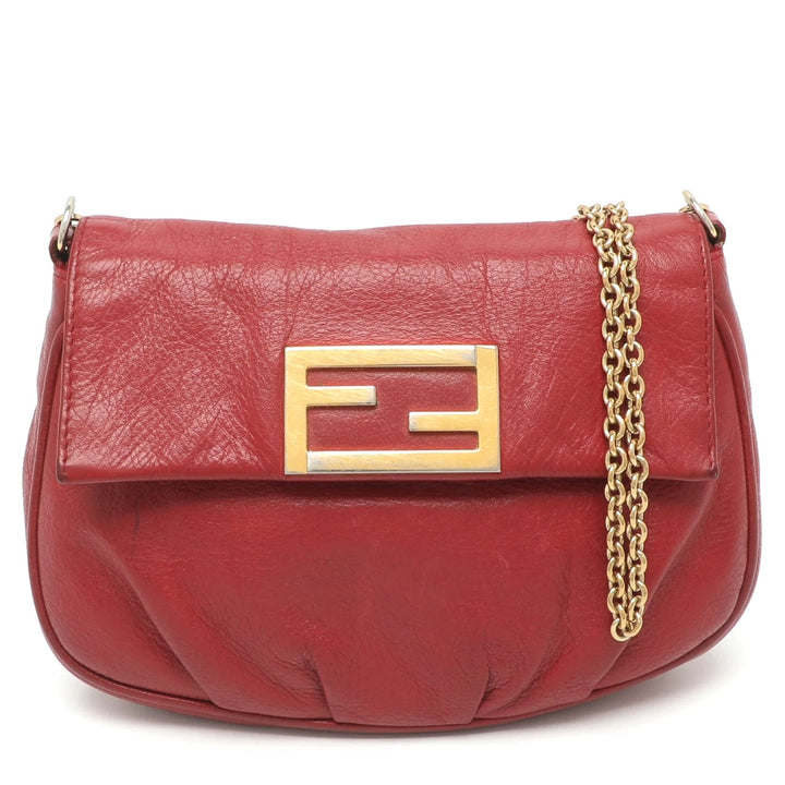 FENDI VITELLO FLAMINGO FENDISTA CALFSKIN LEATHER CHAIN CROSSBODY BAG
