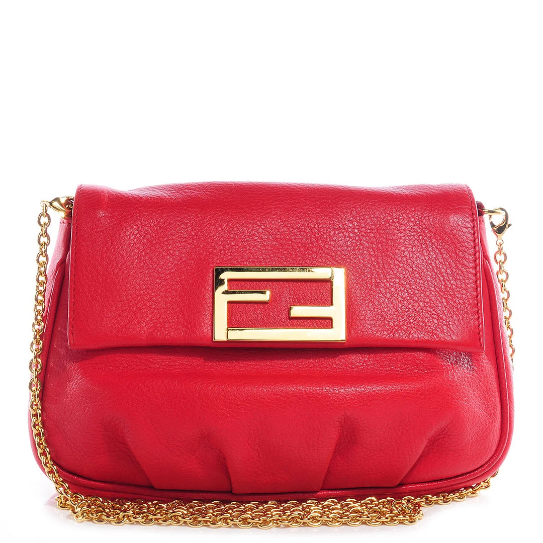 FENDI VITELLO FLAMINGO FENDISTA CALFSKIN LEATHER CHAIN CROSSBODY BAG