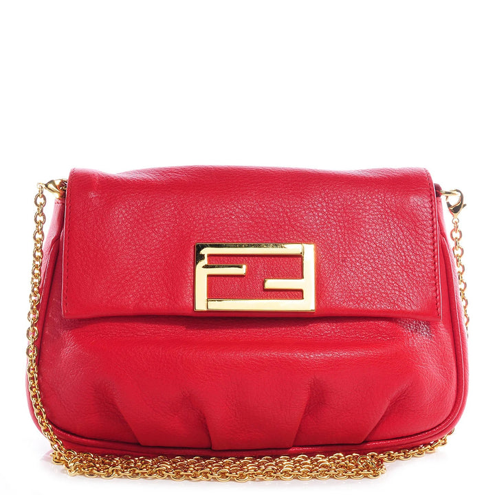 FENDI VITELLO FLAMINGO FENDISTA CALFSKIN LEATHER CHAIN CROSSBODY BAG