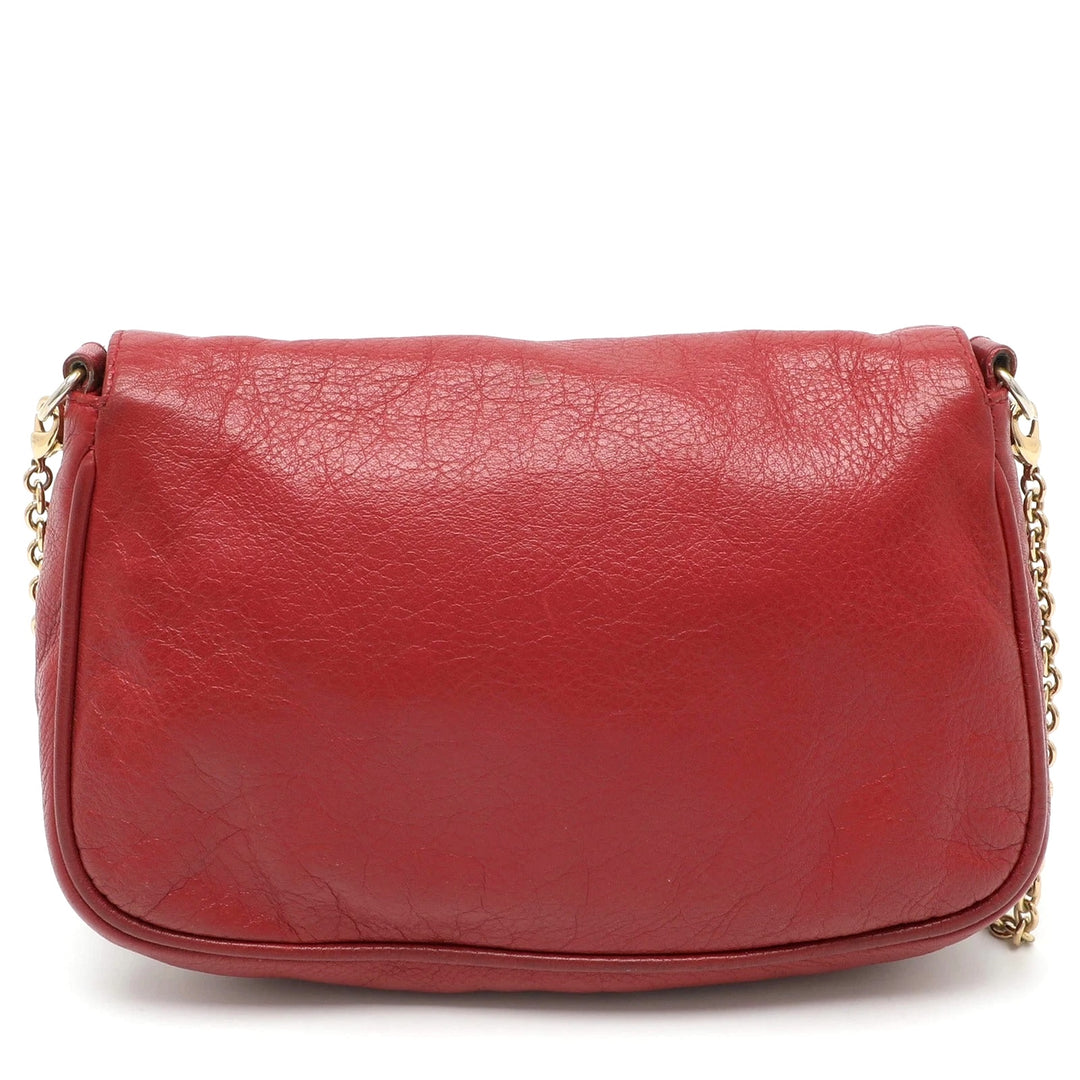FENDI VITELLO FLAMINGO FENDISTA CALFSKIN LEATHER CHAIN CROSSBODY BAG