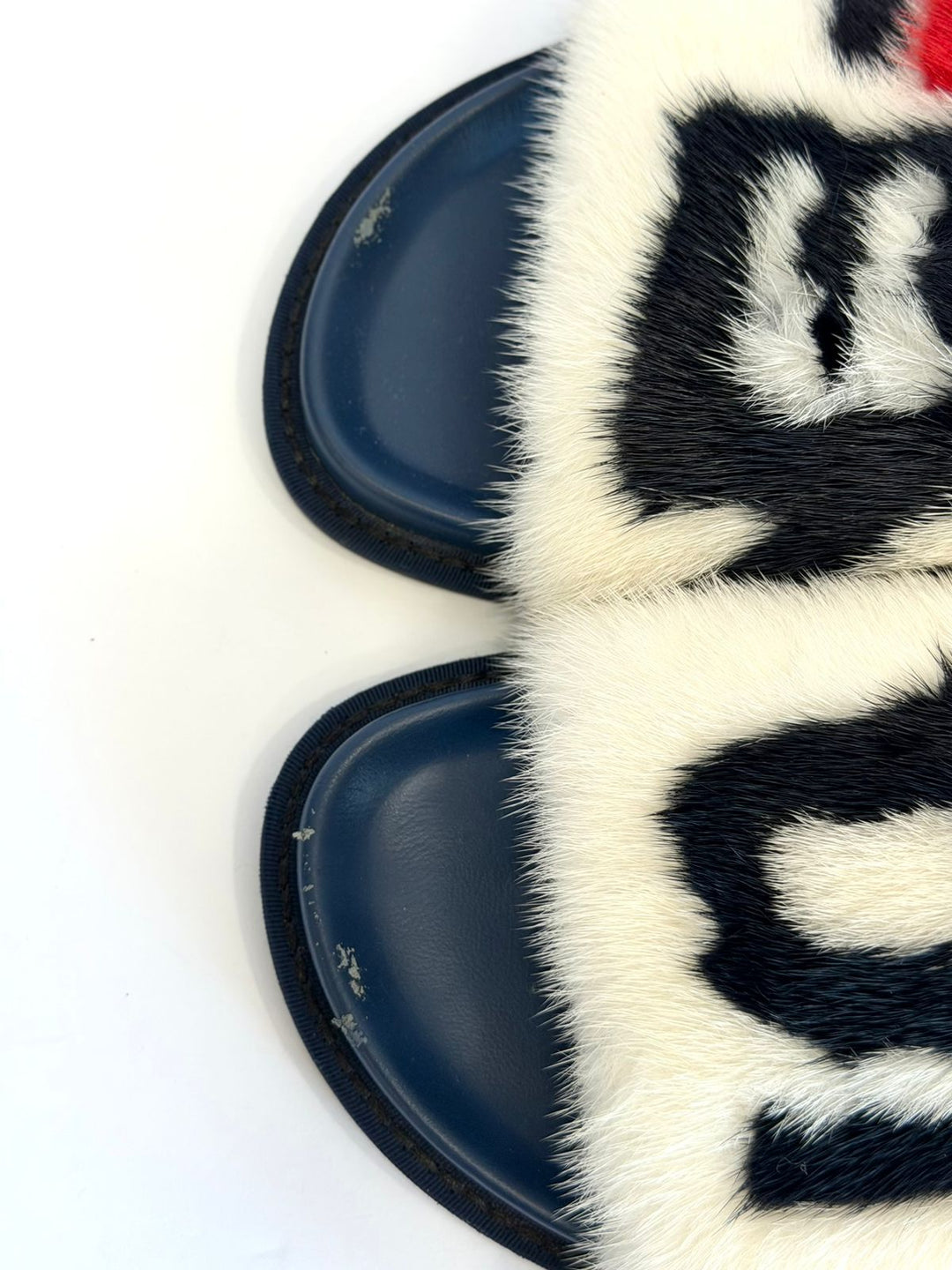 FENDI x FILA LIMITED EDITION MINK FUR SLIDE MULES
