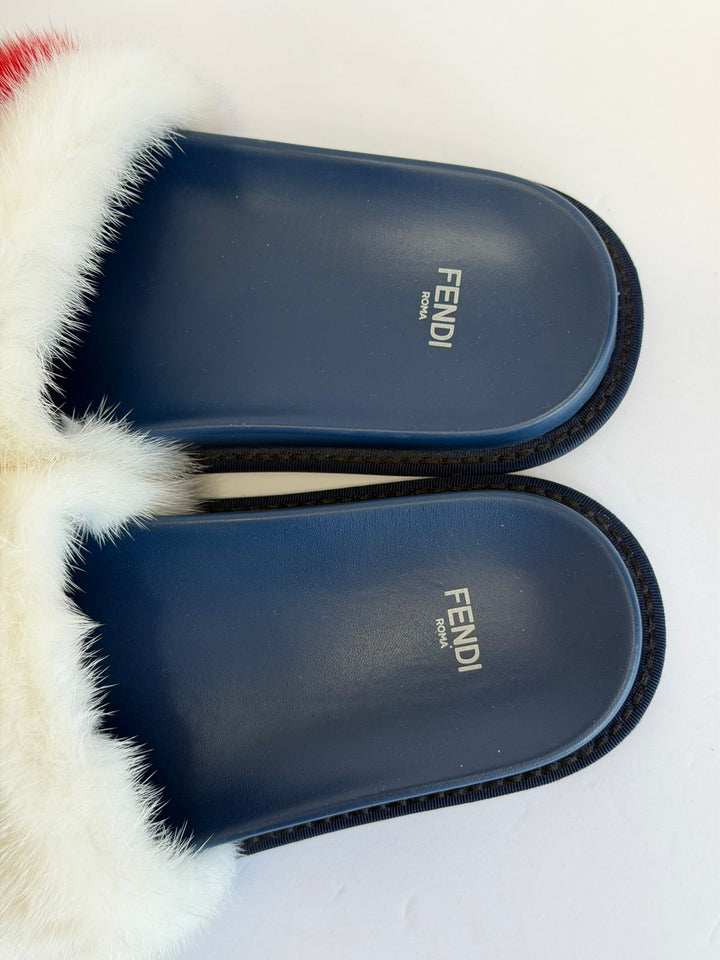 FENDI x FILA LIMITED EDITION MINK FUR SLIDE MULES
