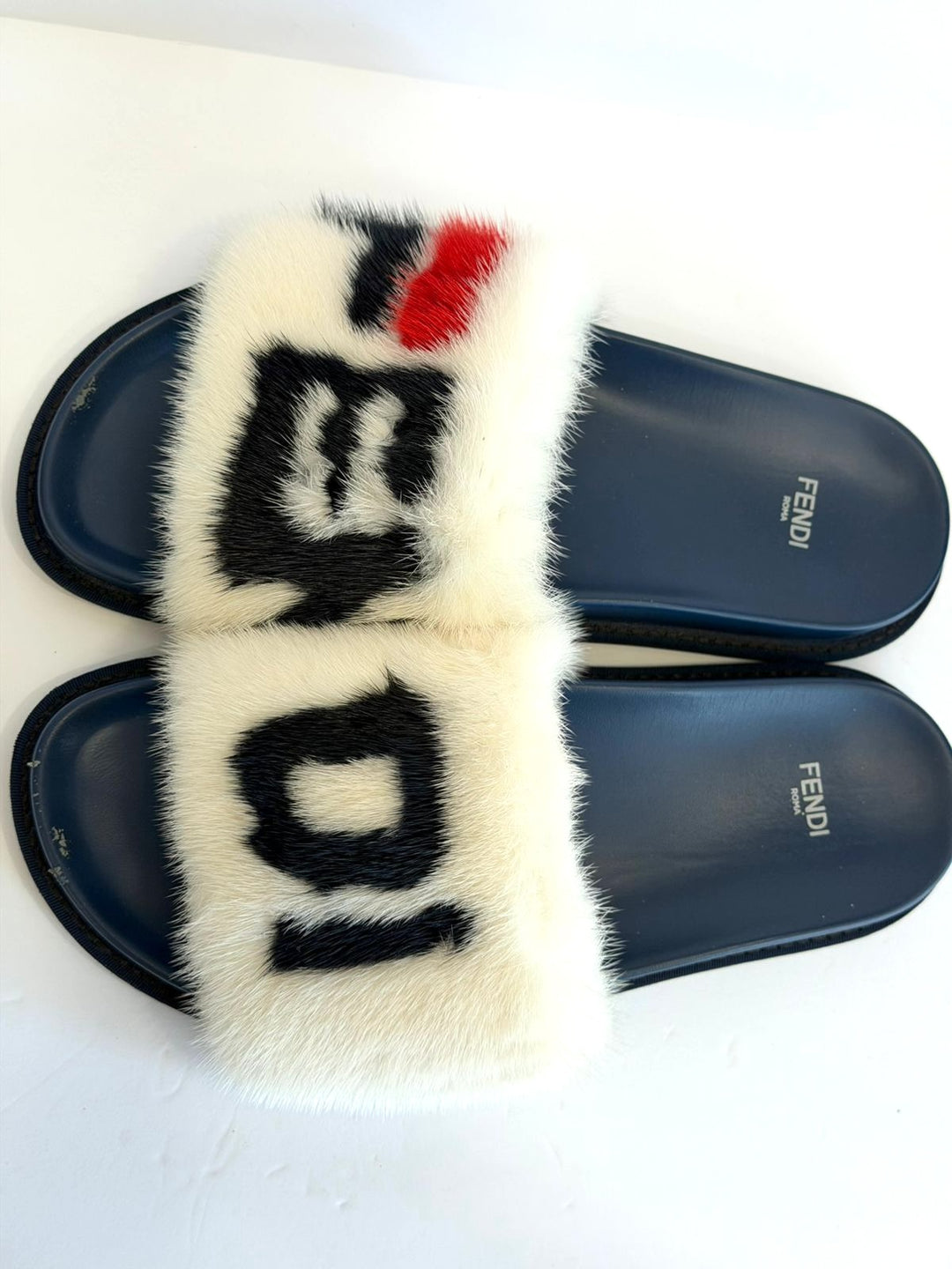 FENDI x FILA LIMITED EDITION MINK FUR SLIDE MULES