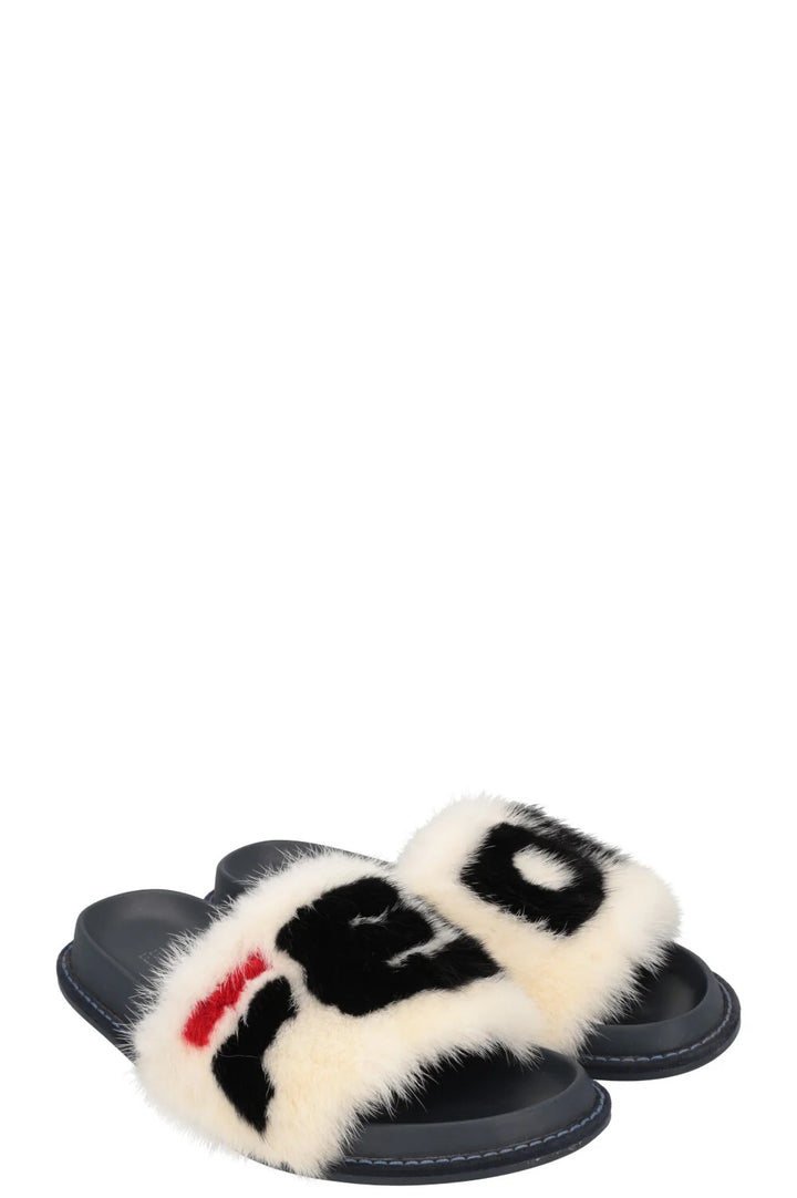 FENDI x FILA LIMITED EDITION MINK FUR SLIDE MULES