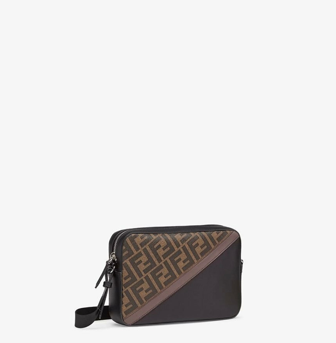 FENDI ZUCCA COATED CANVAS &amp; LEATHER CAMERA BAG