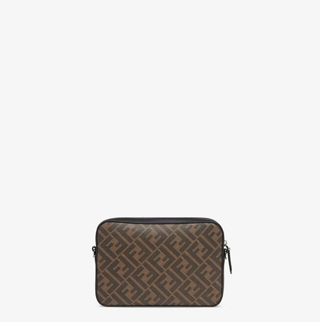 FENDI ZUCCA COATED CANVAS &amp; LEATHER CAMERA BAG