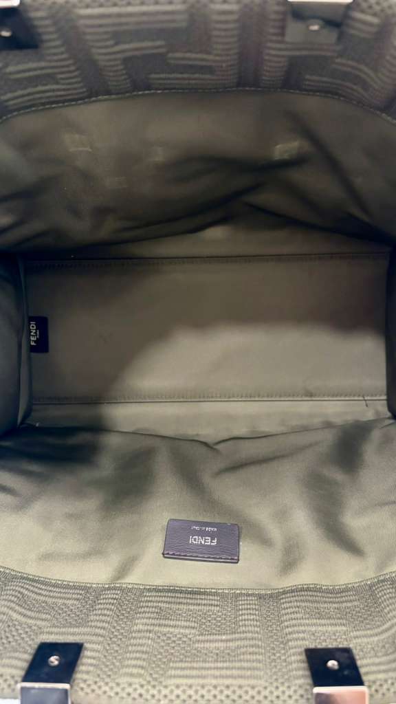 FENDI FF ZUCCA CANVAS &amp; LEATHER MEDIUM SUNSHINE TOTE BAG