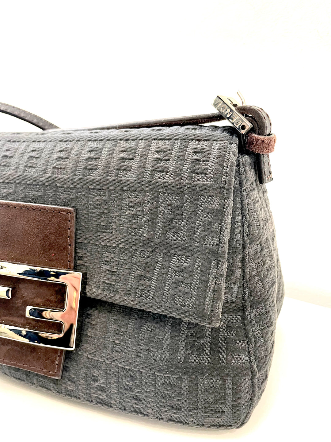 FENDI FF ZUCCHINO VINTAGE MINI BAGUETTE SHOULDER BAG