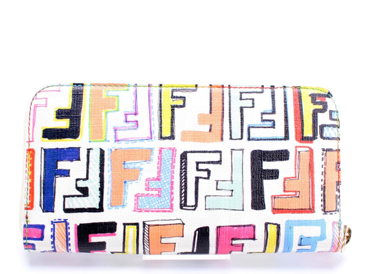 FENDI ZUCCHINO SPALMATI FF MULTICOLOR ZIP-AROUND WALLET