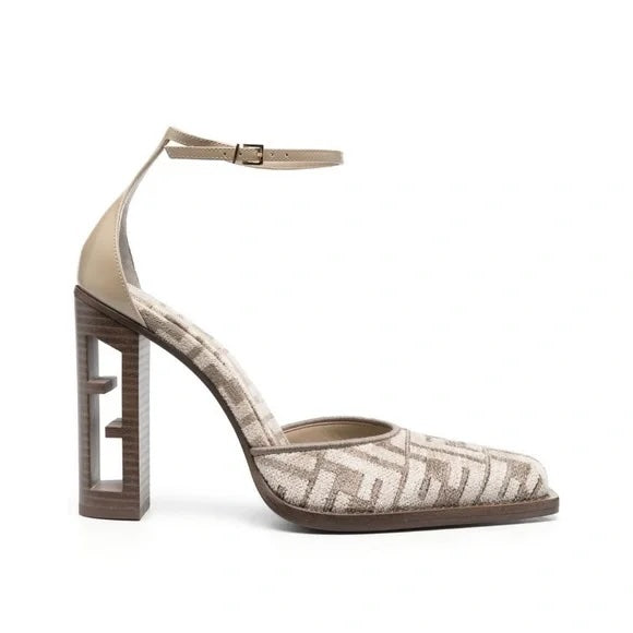 FENDI ZUCCA FF LOGO JACQUARD &amp; LEATHER D&