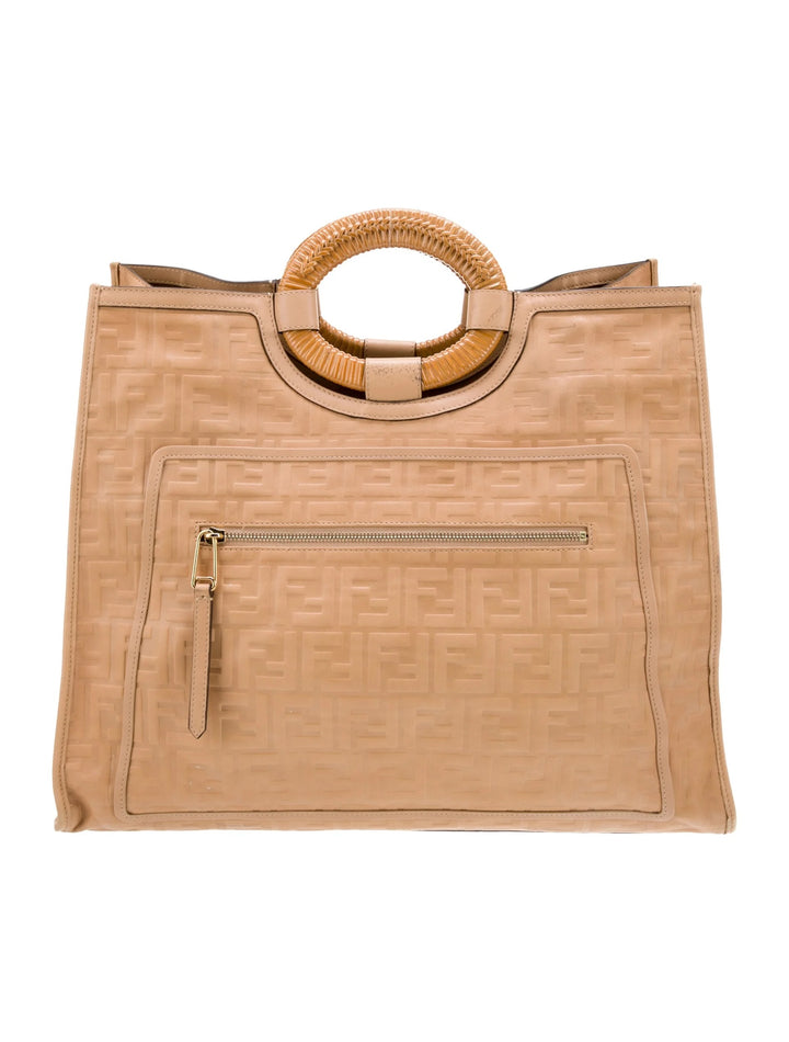 FENDI RUNWAY COLLECTION FF EMBOSSED CALFSKIN SHOPPER TOTE BAG