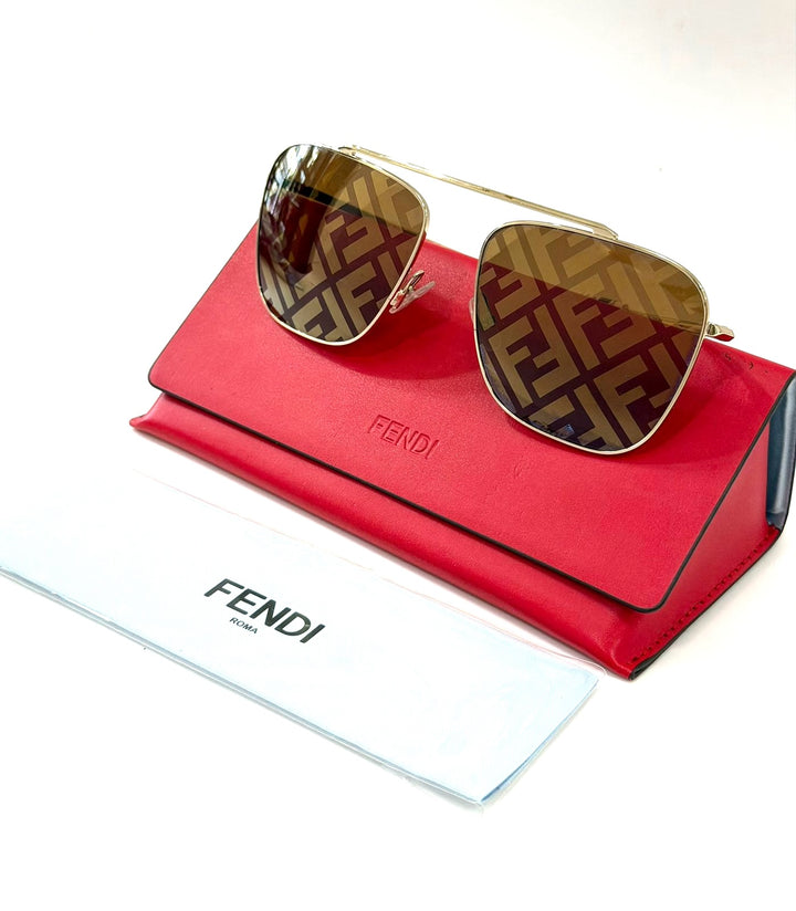 FENDI FF0406/S 01QEB FENDI SKY MONOGRAMMED AVIATOR SUNGLASSES