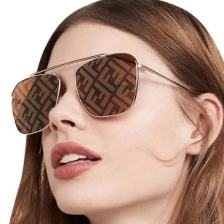 FENDI FF0406/S 01QEB FENDI SKY MONOGRAMMED AVIATOR SUNGLASSES