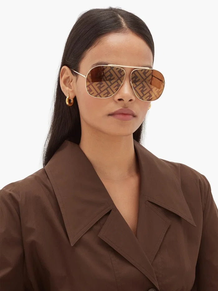 FENDI FF0406/S 01QEB FENDI SKY MONOGRAMMED AVIATOR SUNGLASSES