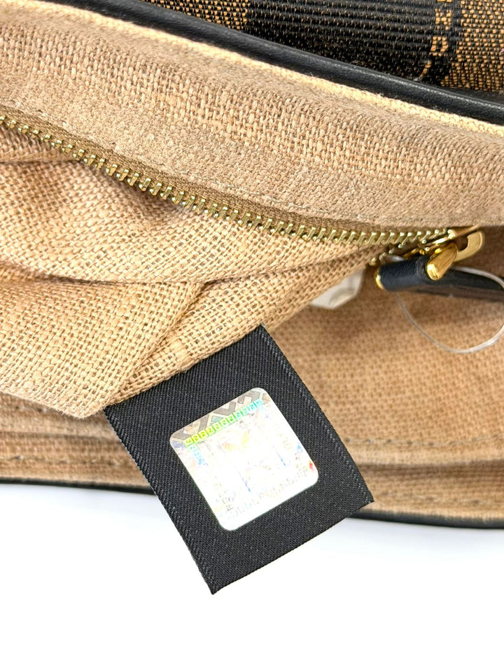 FENDI CLAUDIA CROC EMBOSSED CALFSKIN LEATHER SHOULDER BAG