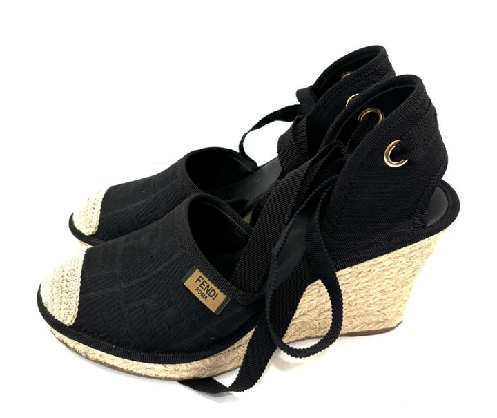 FENDI FF WEDGE HEEL ESPADRILLES
