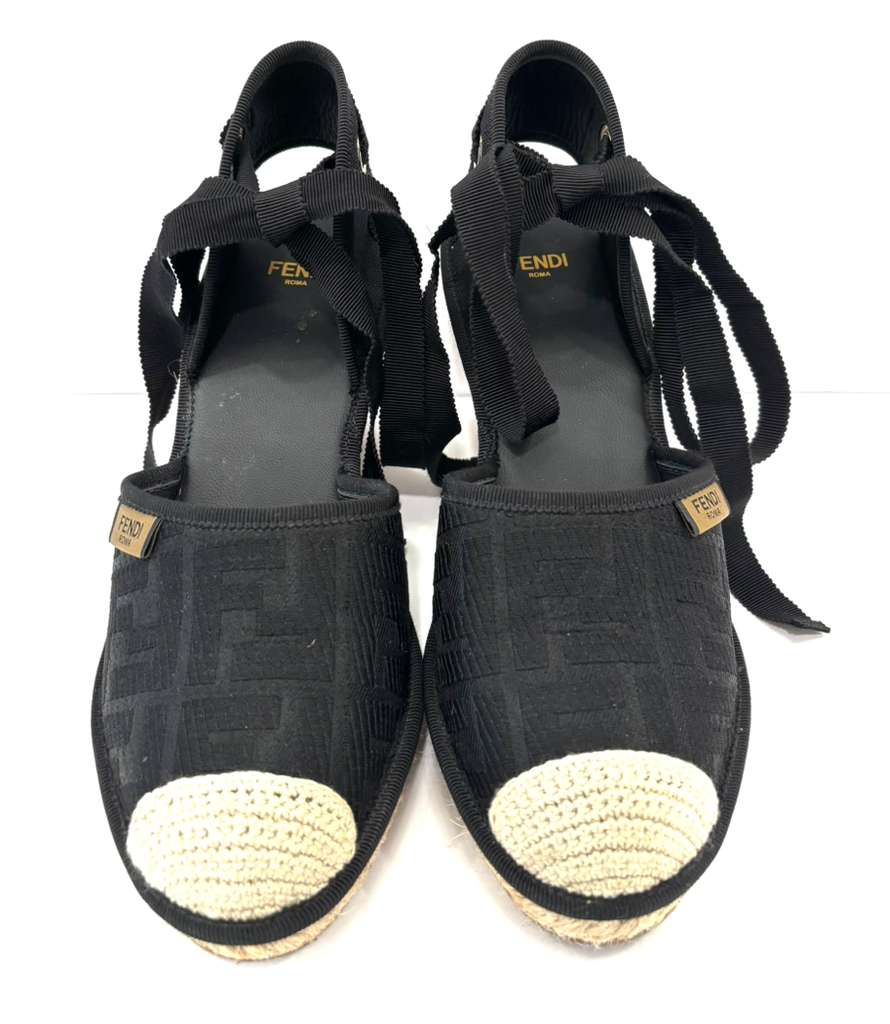 FENDI FF WEDGE HEEL ESPADRILLES