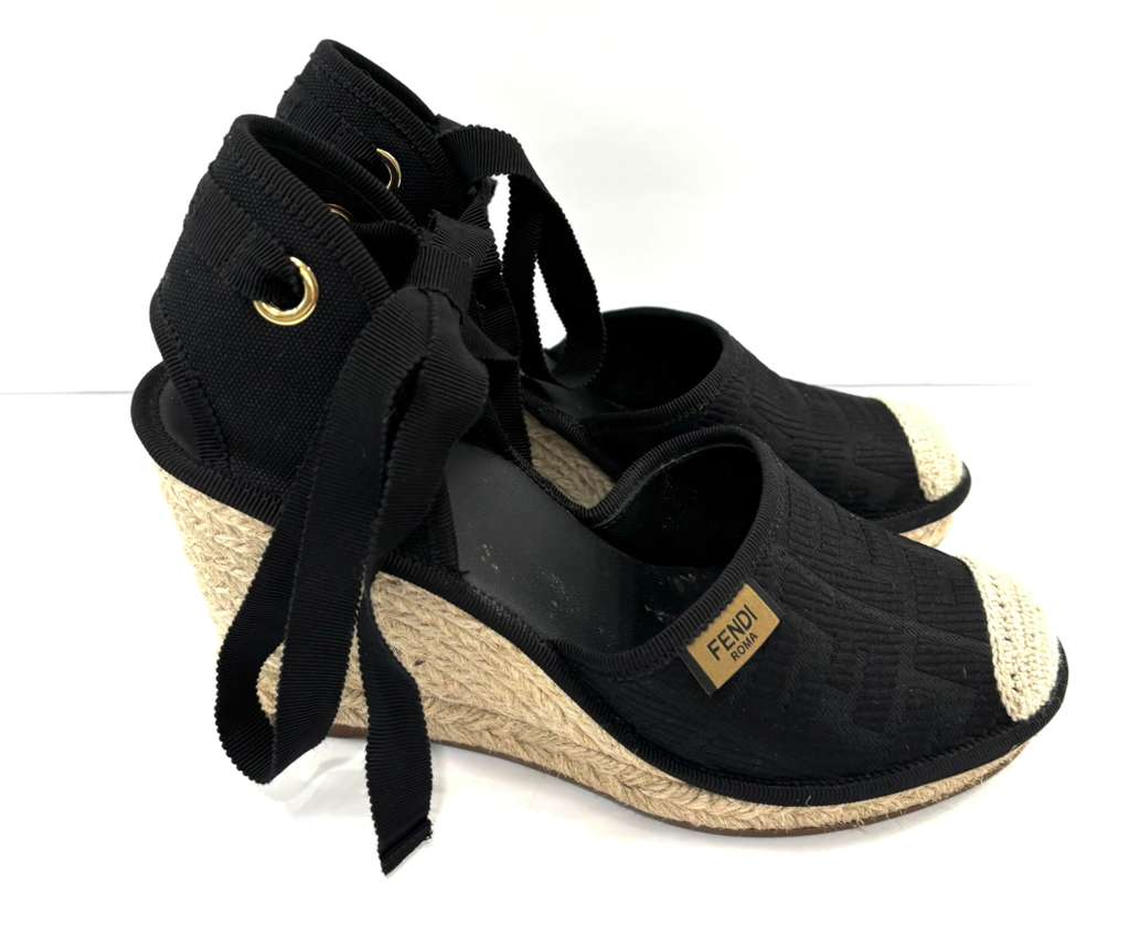 FENDI FF WEDGE HEEL ESPADRILLES