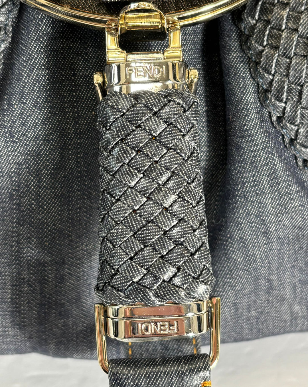 FENDI DENIM &amp; LEATHER  SPY BAG