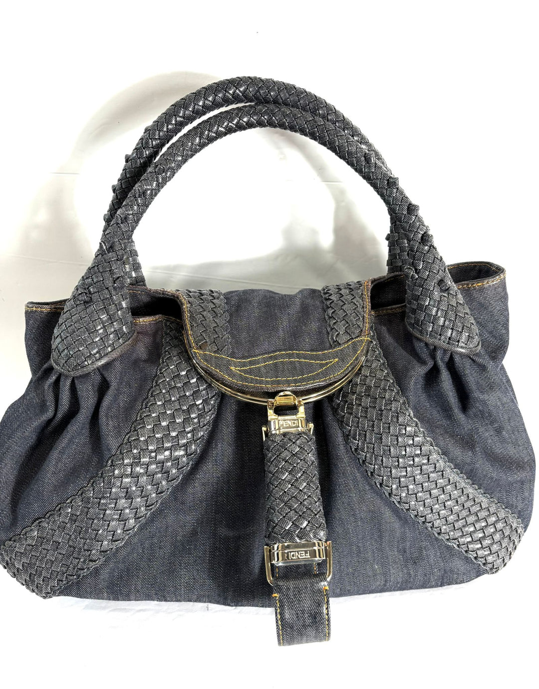 FENDI DENIM &amp; LEATHER  SPY BAG