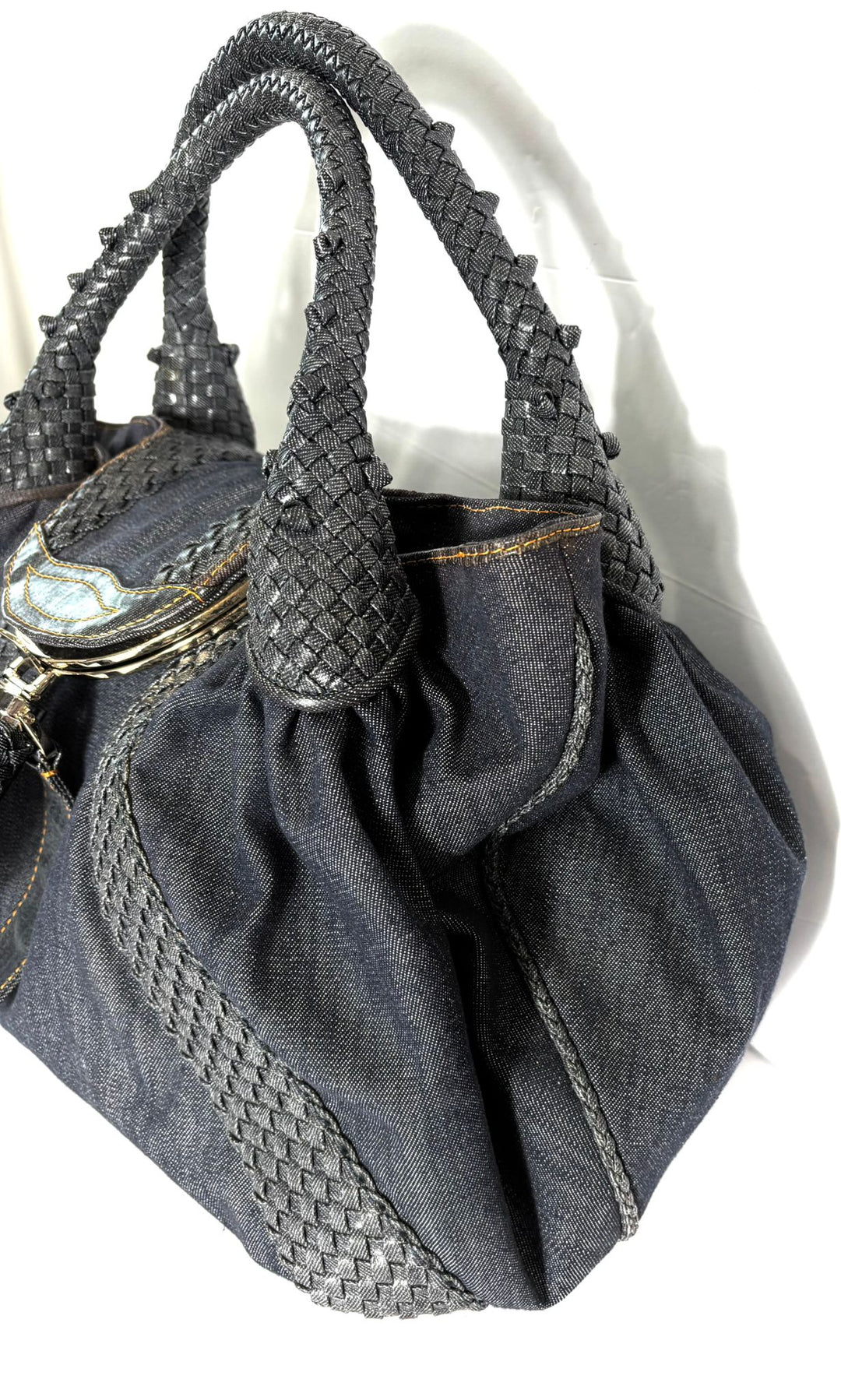 FENDI DENIM &amp; LEATHER  SPY BAG