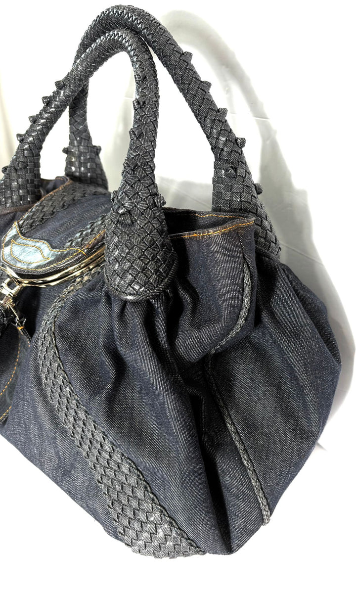 FENDI DENIM &amp; LEATHER  SPY BAG