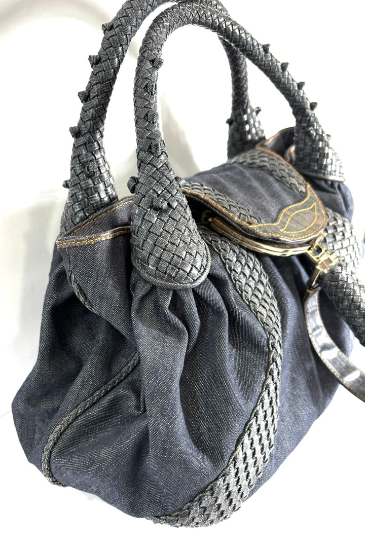 FENDI DENIM &amp; LEATHER  SPY BAG