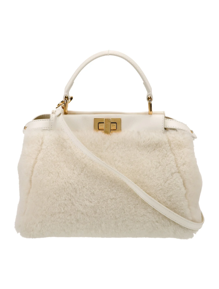 FENDI SHEARLING PEEKABOO SMALL TWO WAY BAG