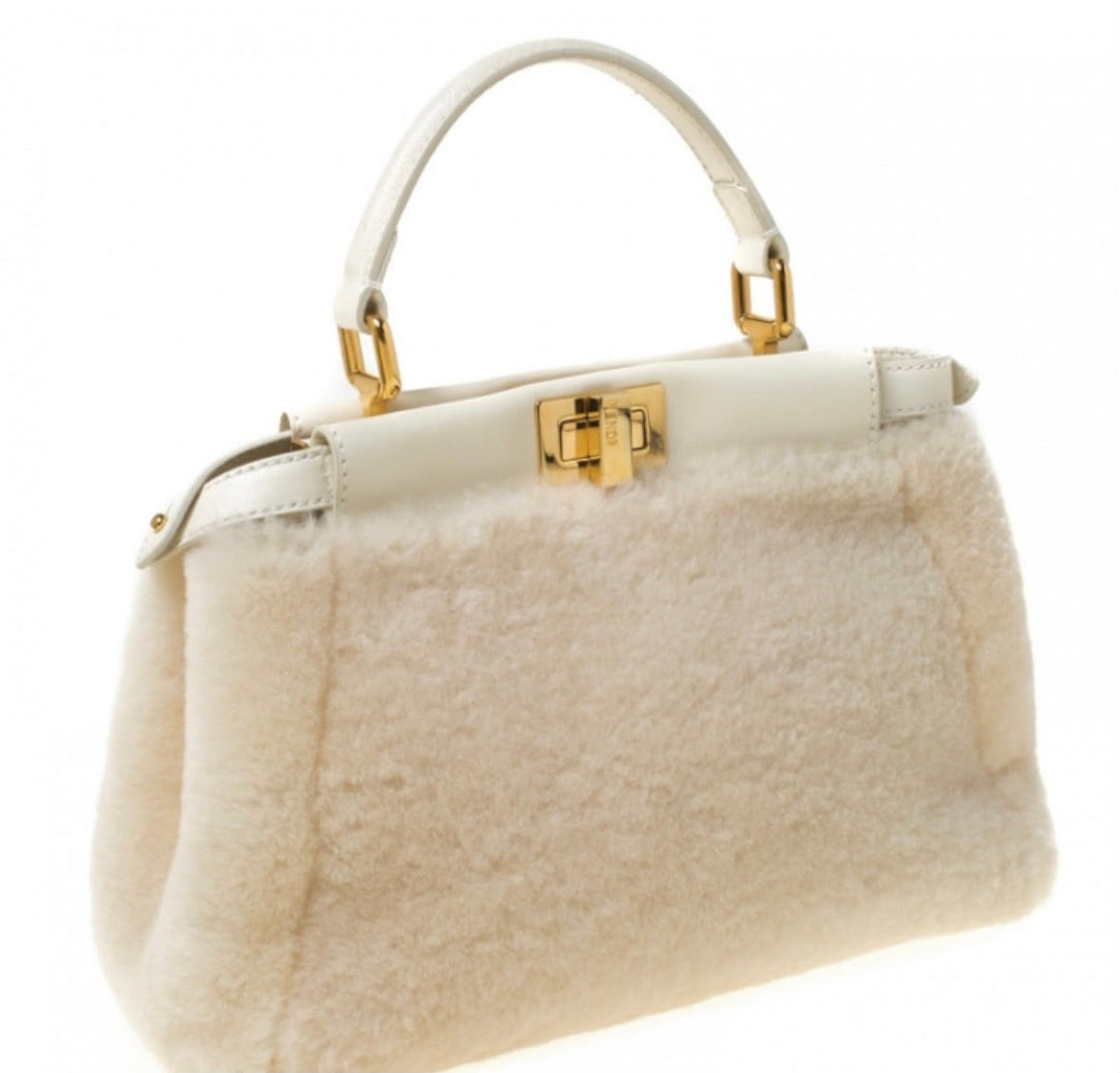 FENDI SHEARLING PEEKABOO SMALL TWO WAY BAG