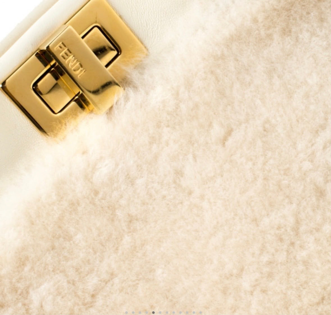 FENDI SHEARLING PEEKABOO SMALL TWO WAY BAG