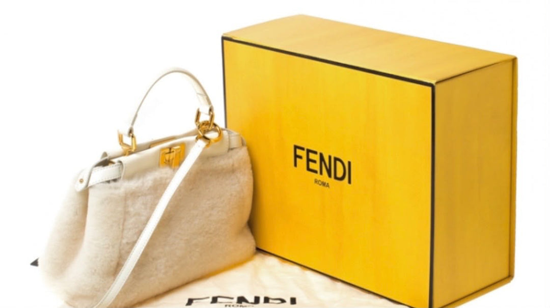 FENDI SHEARLING PEEKABOO SMALL TWO WAY BAG