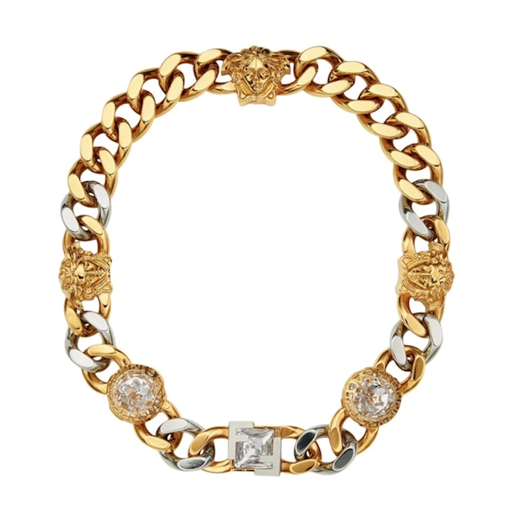 FENDI FENDACE TWO-TONE BRASS CHAIN NECKLACE
