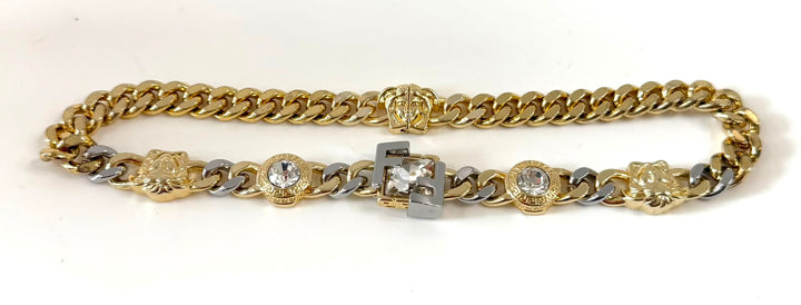 FENDI FENDACE TWO-TONE BRASS CHAIN NECKLACE