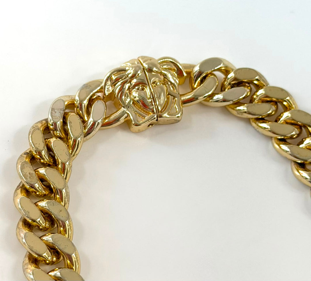 FENDI FENDACE TWO-TONE BRASS CHAIN NECKLACE