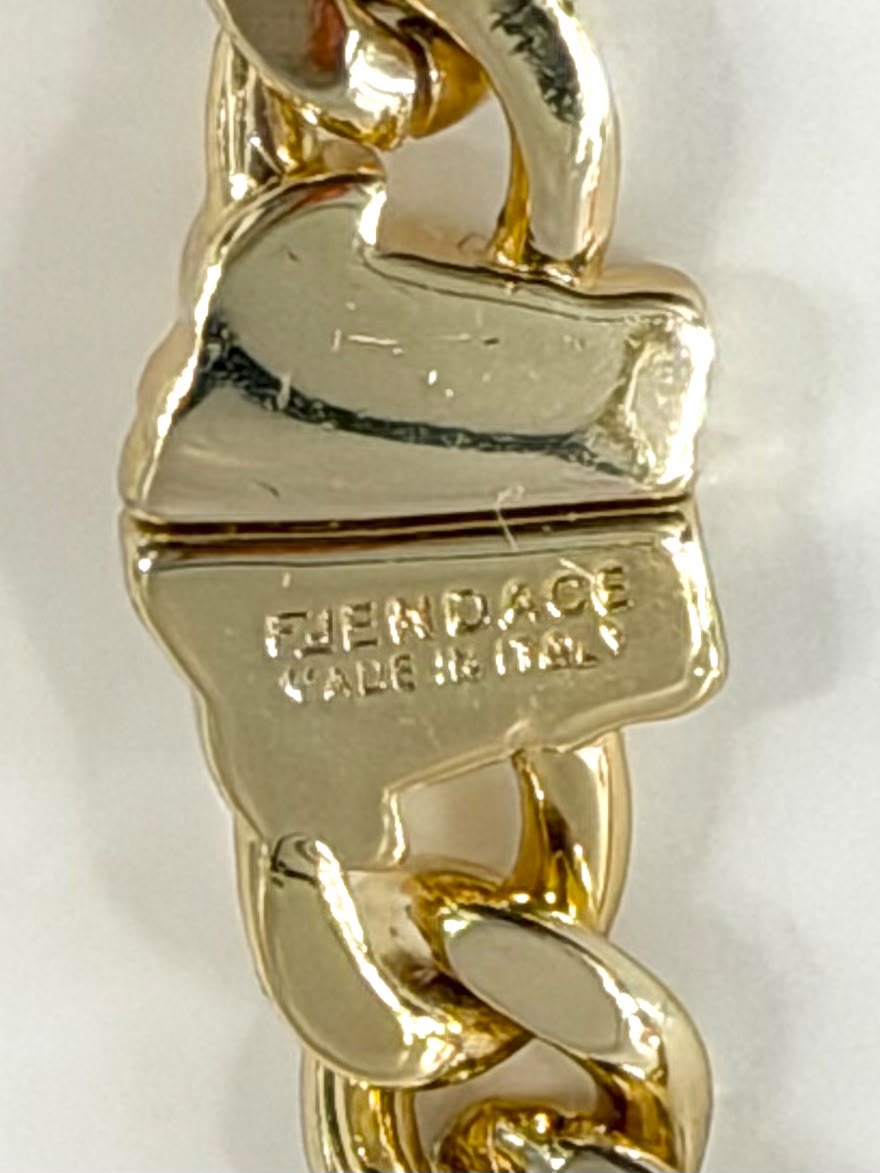FENDI FENDACE TWO-TONE BRASS CHAIN NECKLACE