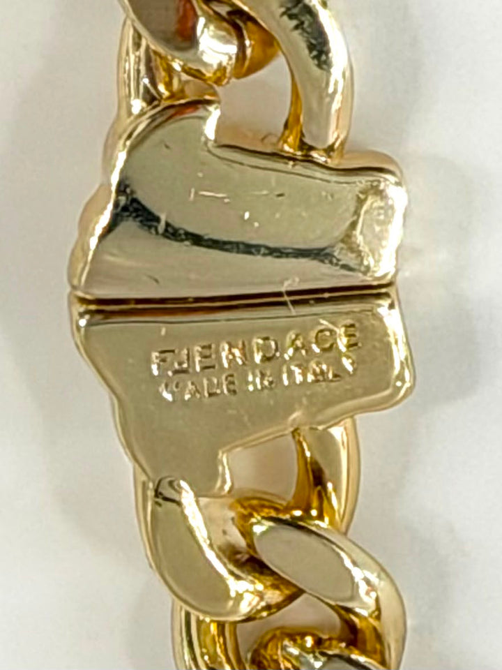 FENDI FENDACE TWO-TONE BRASS CHAIN NECKLACE