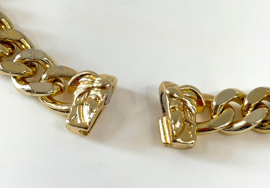 FENDI FENDACE TWO-TONE BRASS CHAIN NECKLACE