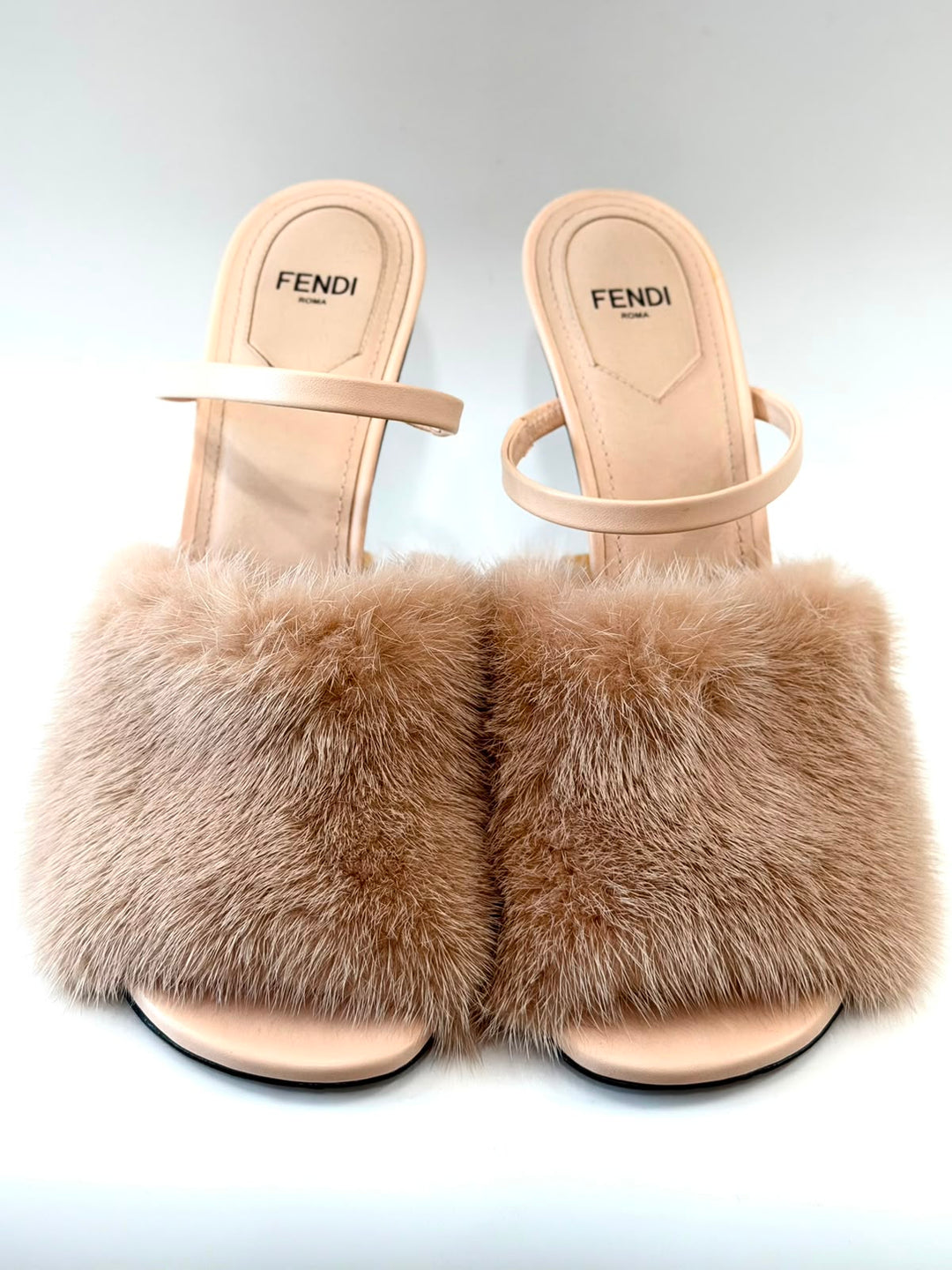 FENDI FENDI FIRST MINK HIGH HEEL MULES