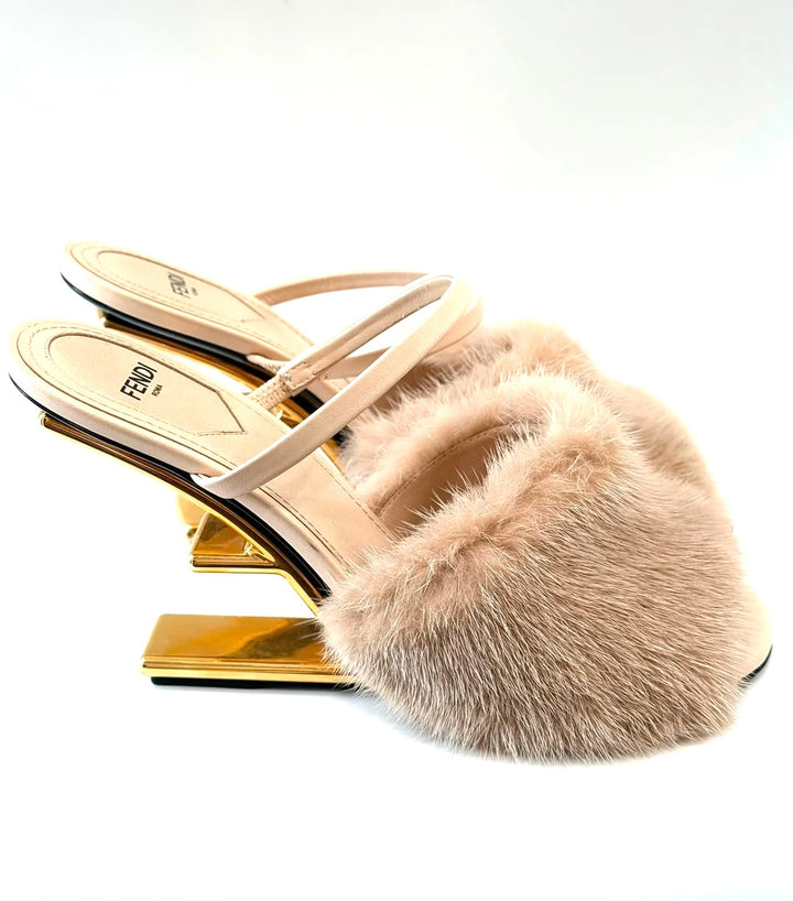 FENDI FENDI FIRST MINK HIGH HEEL MULES