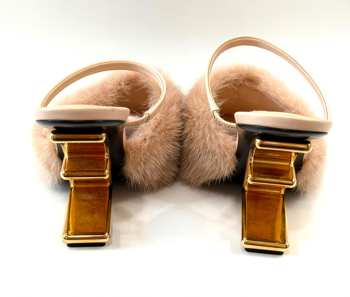 FENDI FENDI FIRST MINK HIGH HEEL MULES