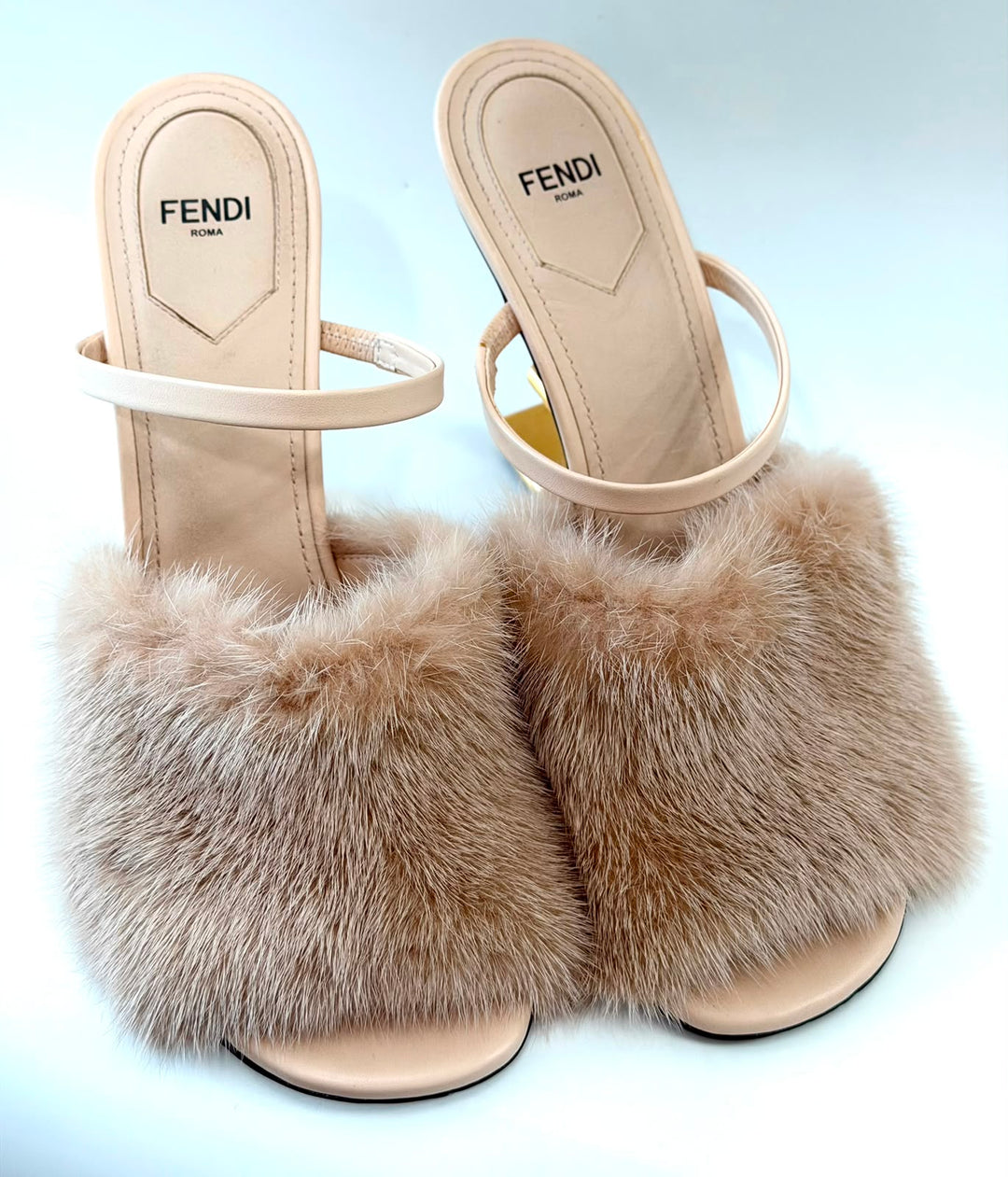 FENDI FENDI FIRST MINK HIGH HEEL MULES