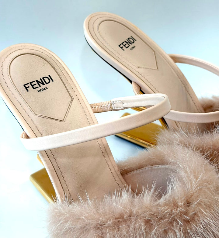 FENDI FENDI FIRST MINK HIGH HEEL MULES