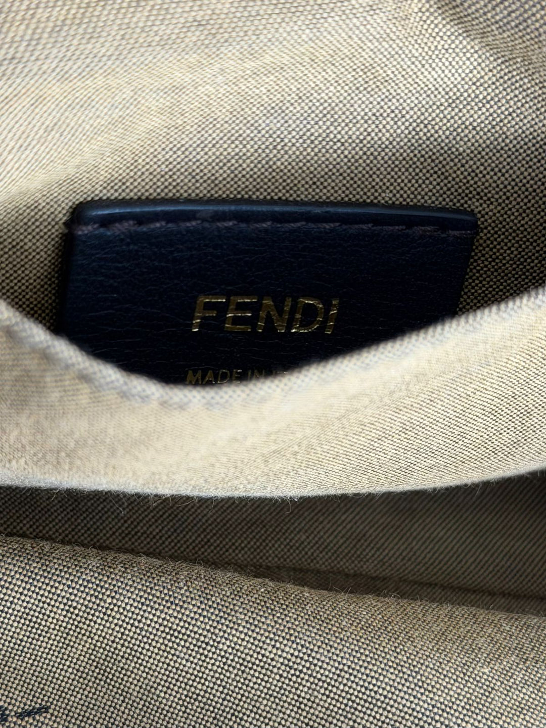 FENDI INTRECCIO MACRAME CANVAS SHELL CLUTCH BAG