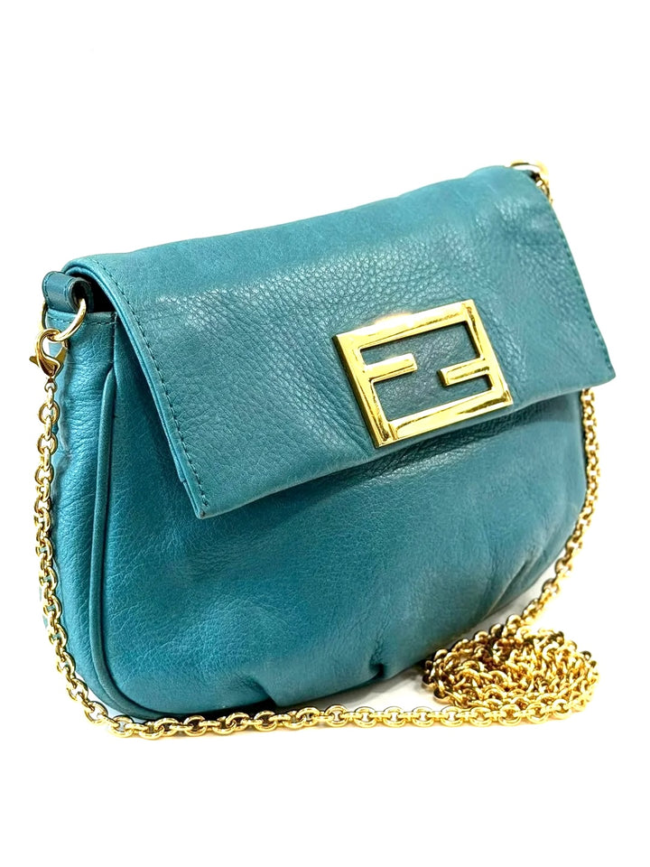 FENDI FF LOGO BUCKLE FENDISTA CALFSKIN LEATHER CROSSBODY BAG