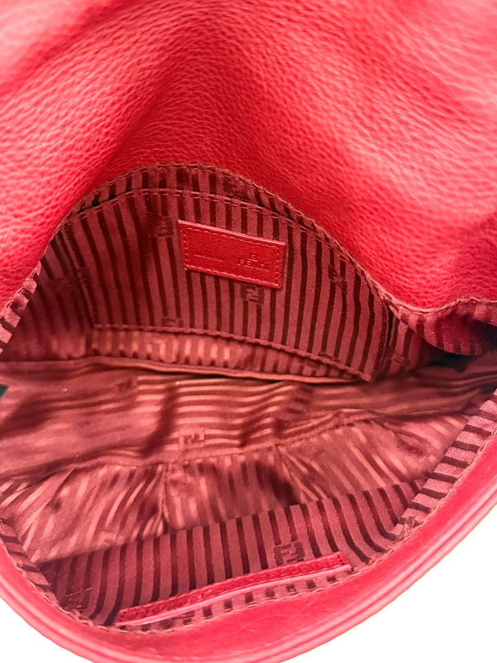 FENDI VITELLO FLAMINGO FENDISTA CALFSKIN LEATHER CHAIN CROSSBODY BAG