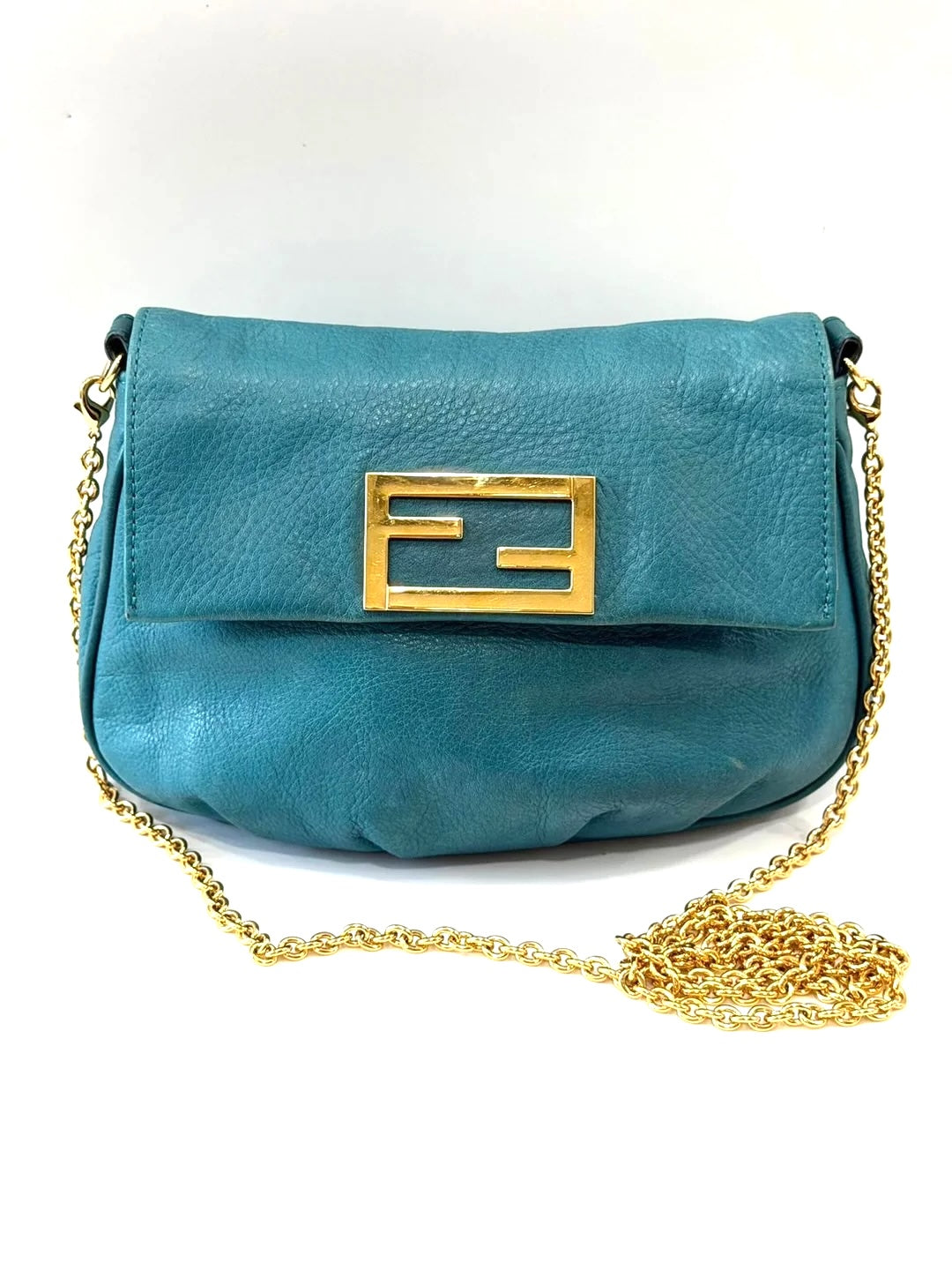 FENDI FF LOGO BUCKLE FENDISTA CALFSKIN LEATHER CROSSBODY BAG
