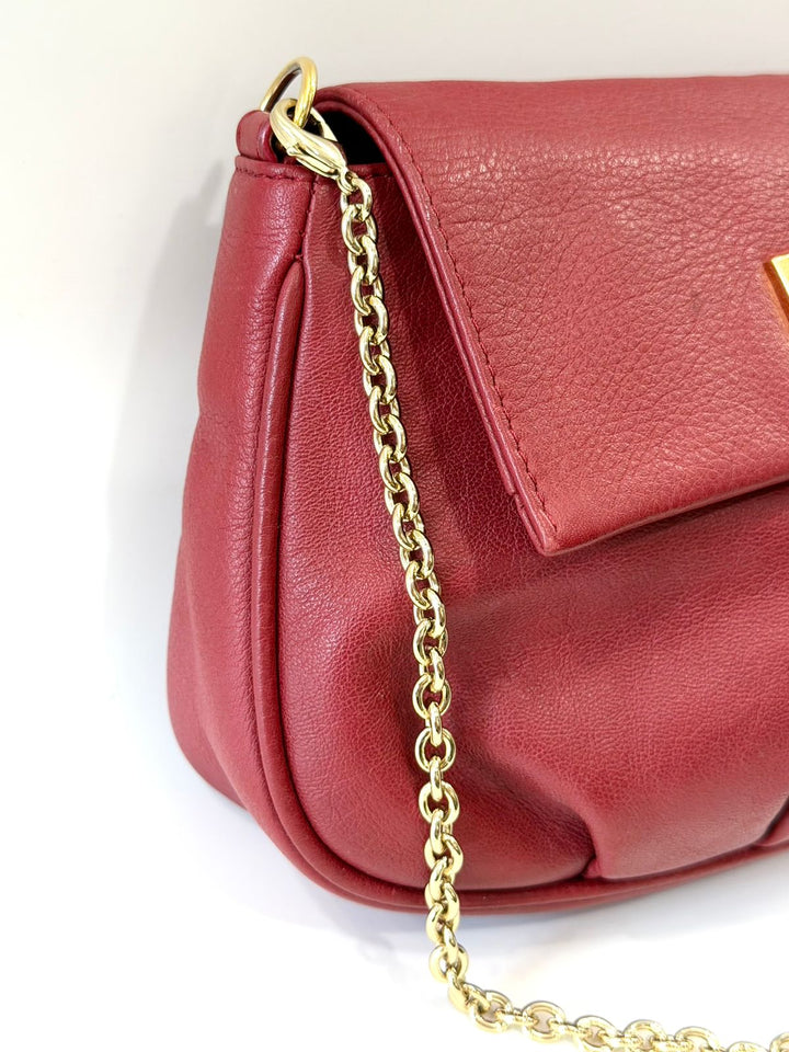 FENDI VITELLO FLAMINGO FENDISTA CALFSKIN LEATHER CHAIN CROSSBODY BAG