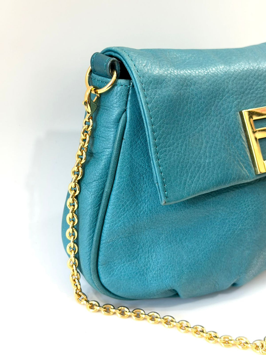 FENDI FF LOGO BUCKLE FENDISTA CALFSKIN LEATHER CROSSBODY BAG
