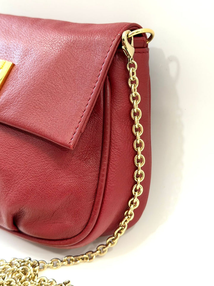 FENDI VITELLO FLAMINGO FENDISTA CALFSKIN LEATHER CHAIN CROSSBODY BAG