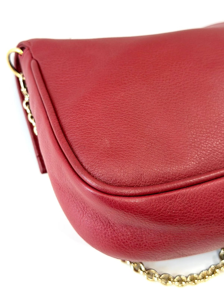FENDI VITELLO FLAMINGO FENDISTA CALFSKIN LEATHER CHAIN CROSSBODY BAG